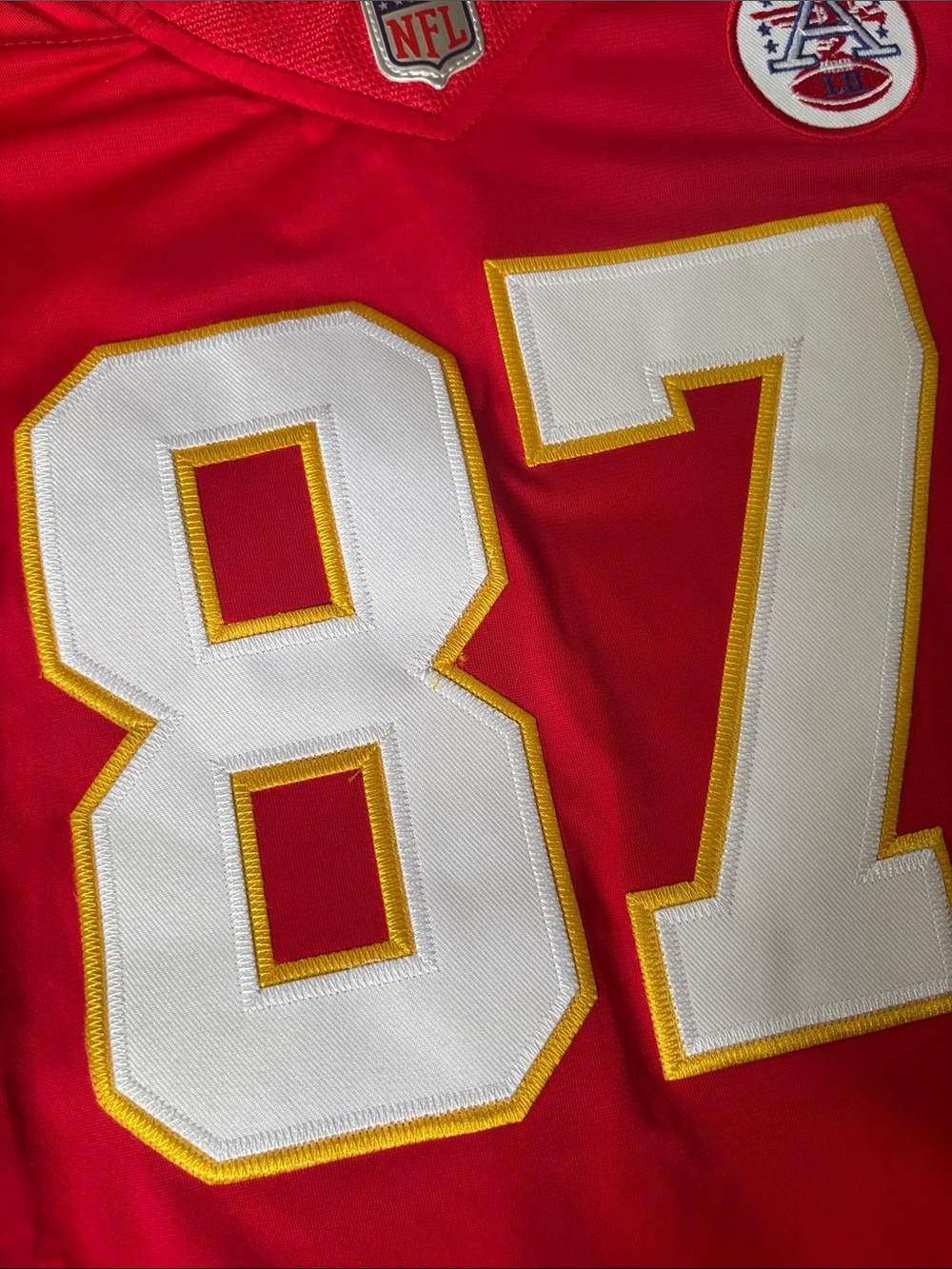 Nike Red and White #87 Football Jersey - Picture 4 of 7